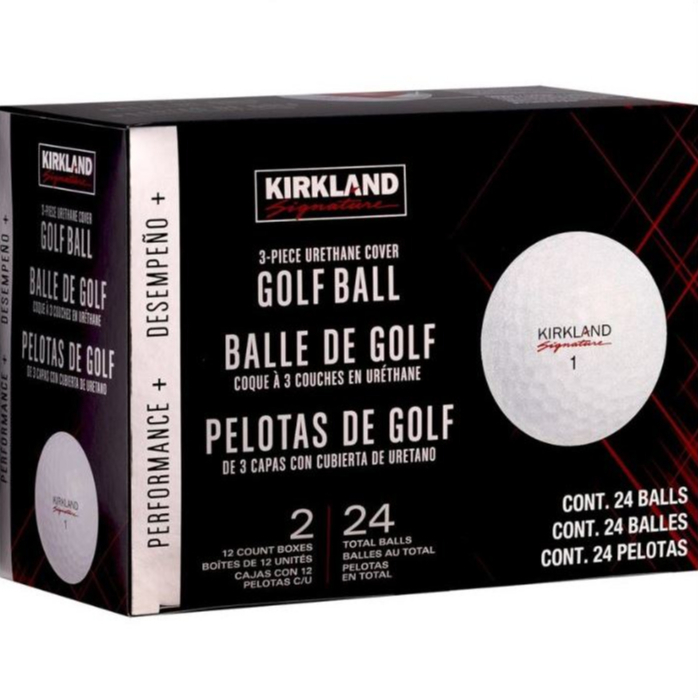 KIRKLAND GOLF BALLS COSTCO 3 PIECE 24 PACK - LONG DISTANCE & HIGH REBOUND URETHANE