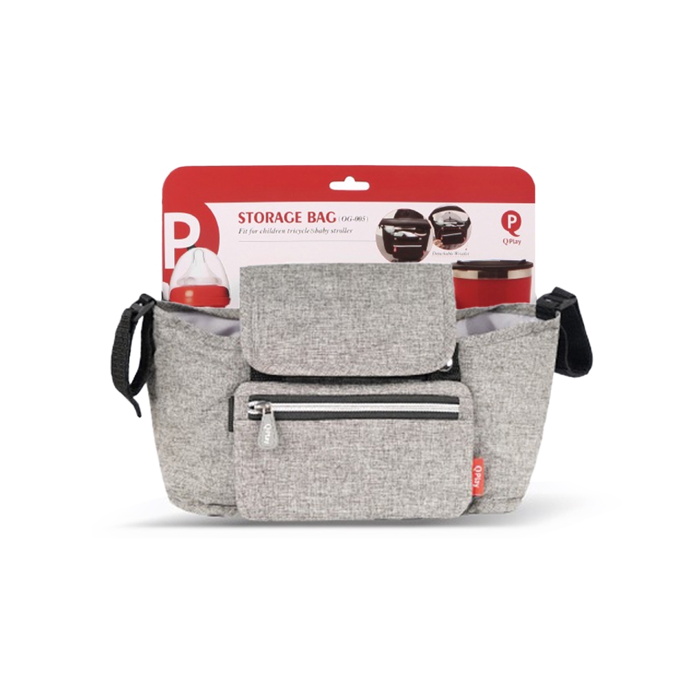 Qplay รถเข็นเด็กทารกและรถสามล้อจัดเก็บกระเป๋าที่ถอดออกได้ Wristlet (สีเทา)