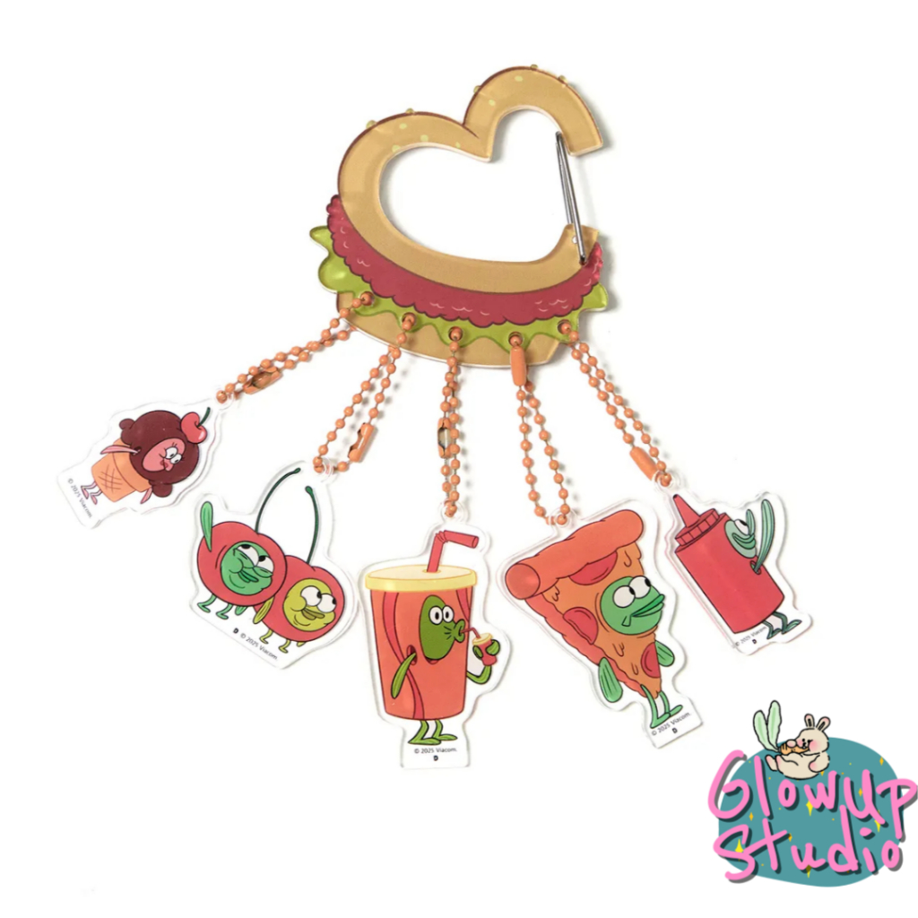 Dancomma SpongeBob Bikini City Mukbang เครื่องแต่งกาย Villagers Carabiner พวงกุญแจ