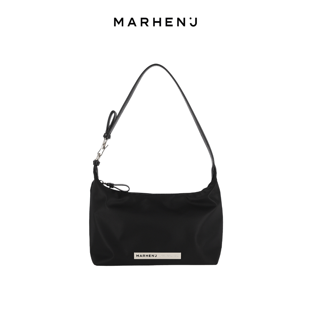 MARHEN.J Amely Hobo Bag Korea Lightweight Recycled Nylon Shoulder Bag Zipper Closed 3 สี - ดํา / เขียวป่า / สีเบจ