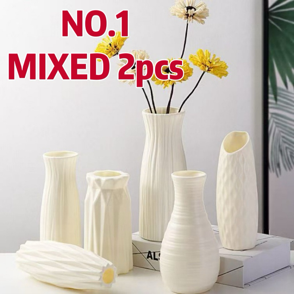 (ผู้ขาย SG) Home Ins Nordic พลาสติก Drop Resistance แจกันจําลองแจกันแทรกเรียบง่าย