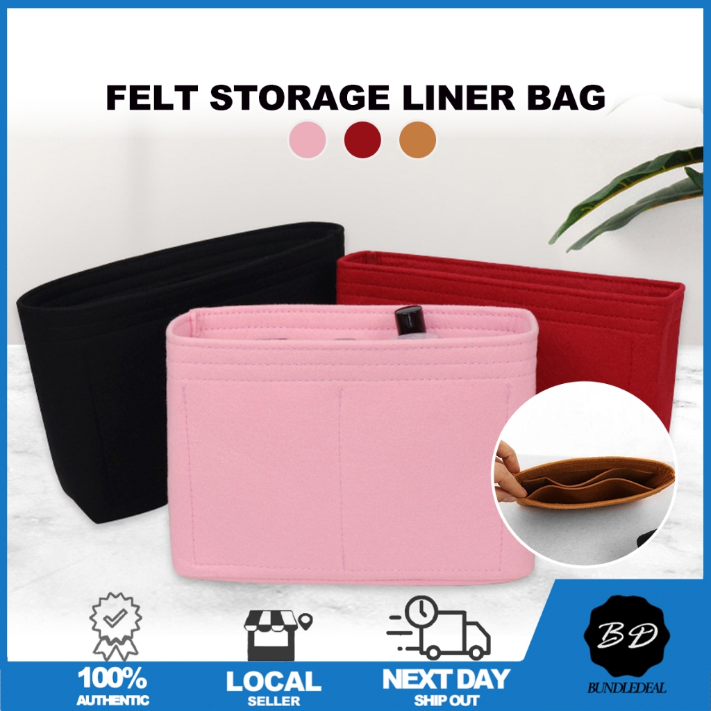 [SG] Felt Storage Liner Bag/ Makeup Support Organizer/ Purse Organizer Insert for Handbags/ Insert B