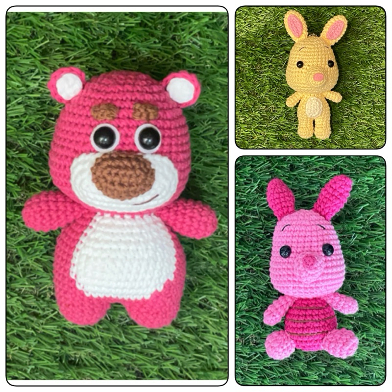 AmigurumiLotso Piglet Long Ears Pompompurin โครเชต์พวงกุญแจตุ๊กตาทํามือ