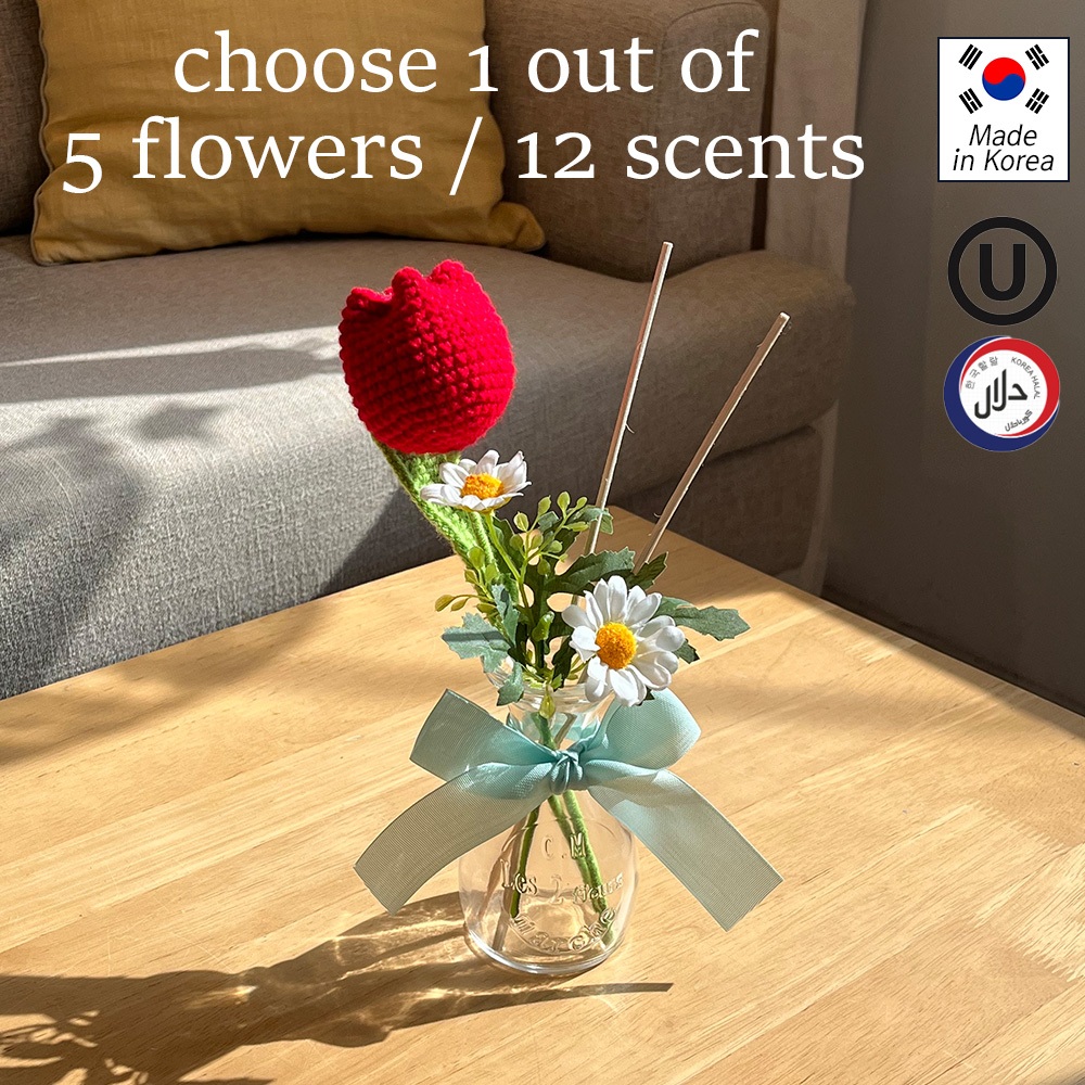 Aspasia "Cozy Crochet" Flower Reed Diffuser 100ml set / เลือก 1 ออก 5 ดอก / 12 กลิ่น