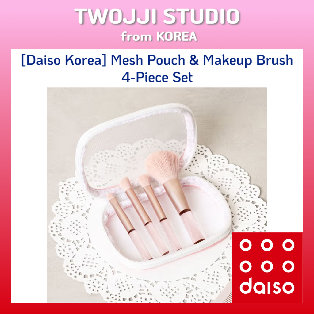 [Daiso Korea] Mesh Pouch & Makeup Brush ชุด 4 ชิ้น