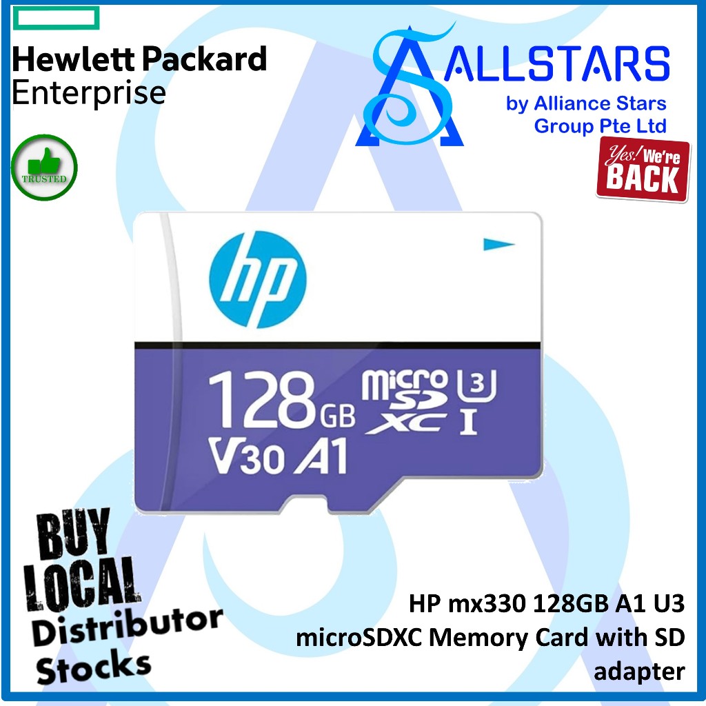 (ALLSTARS) HP mx330 128GB A1 U3 microSDXC การ์ดหน่วยความจําพร้อมอะแดปเตอร์ SD (HFUD128-MX330) (รับปร