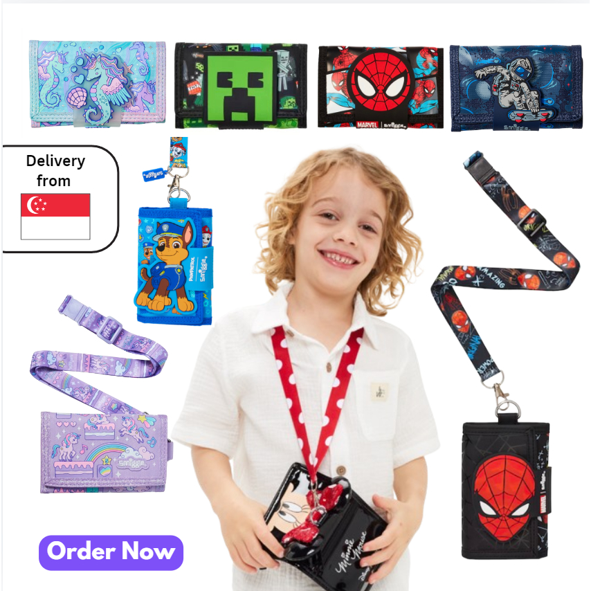 [ของแท้] Smiggle Kids Wallet Smiggle wallet for girls Lanyard Wallet for Boys Unicorn Spiderman Mine