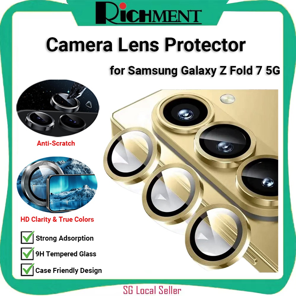 RICHMENT Fold7 กระจกนิรภัยอลูมิเนียม Z พับ 7 ฟิล์มเลนส์กล้องสําหรับ Galaxy Z Flip 7 Flip7 กล้องเลนส์