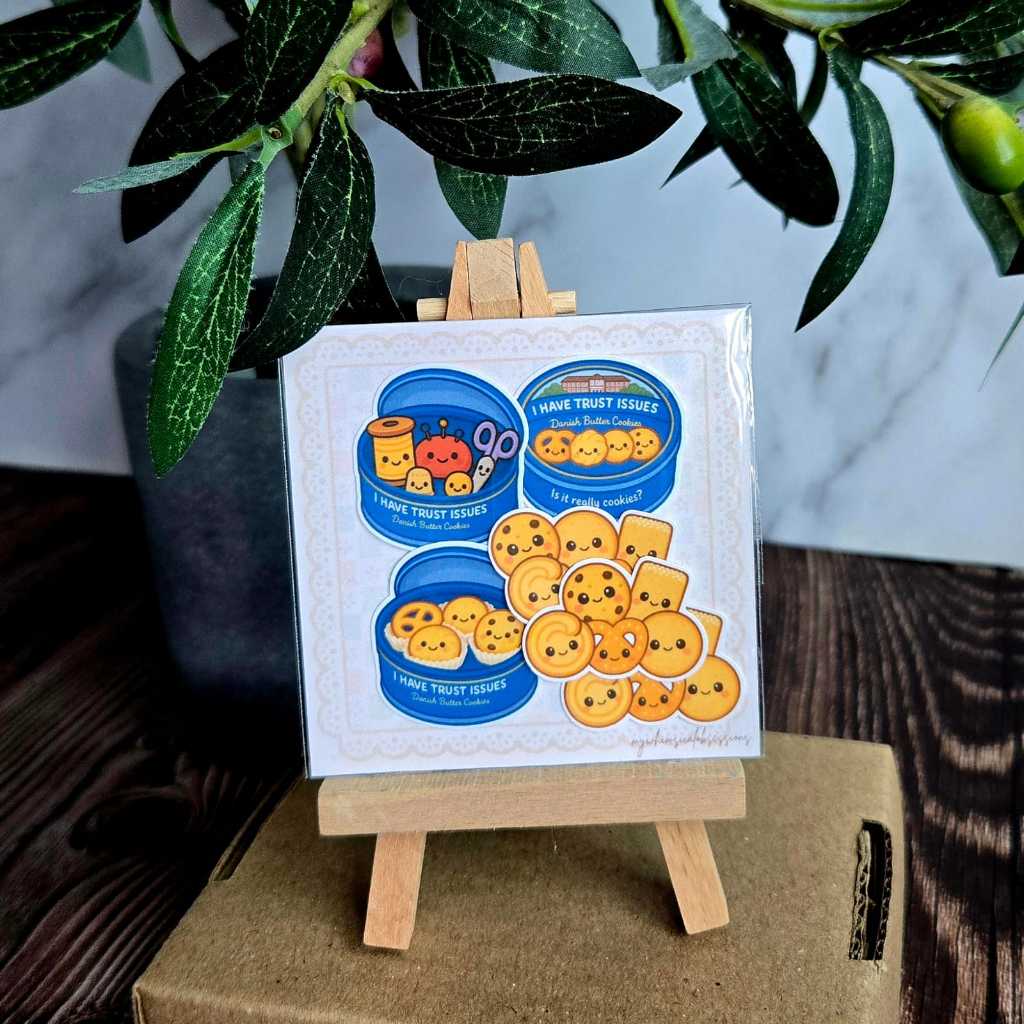 Mini All-In-1 Trust Issues Cookie Tin Sticker Set 6pcs Matte Vinyl Waterproof Local