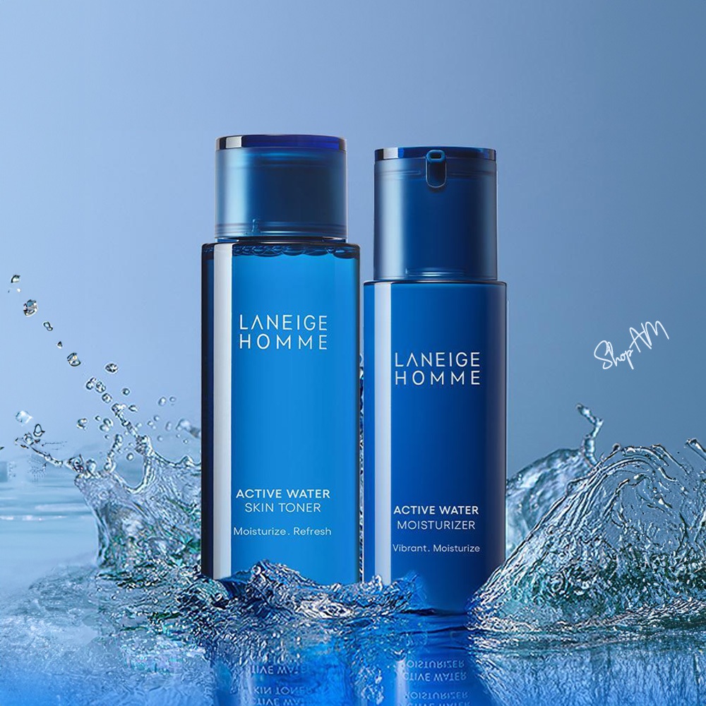 Laneige Homme Active Water Skin Toner 180ml / Moisturizer 125ml - Man(Men) Skin Right After Shower, Moisture Charging, Fresh Moist