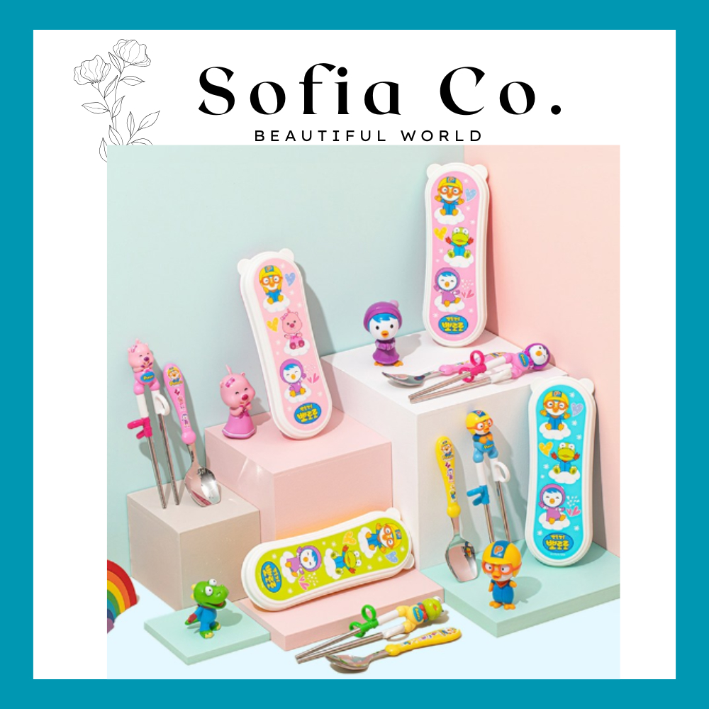 [Edison] Pororo Easy ช้อนและตะเกียบสแตนเลสพร้อมกล่องนักผจญเพลิงช้อนส้อมเด็ก