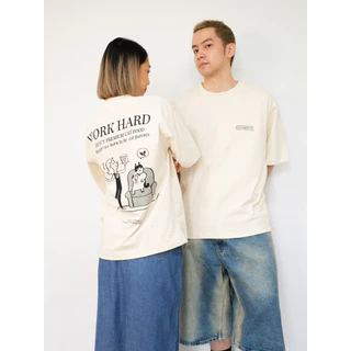 Strayandcool เสื้อยืดโอเวอร์ไซส์ "Work hard to buy cat food" Oversized T-shirt