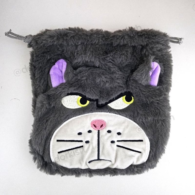 Disney Cinderella Lucifer Wicked Black Cat Velvet Drawstring Bag Pouch Storage Case Casing