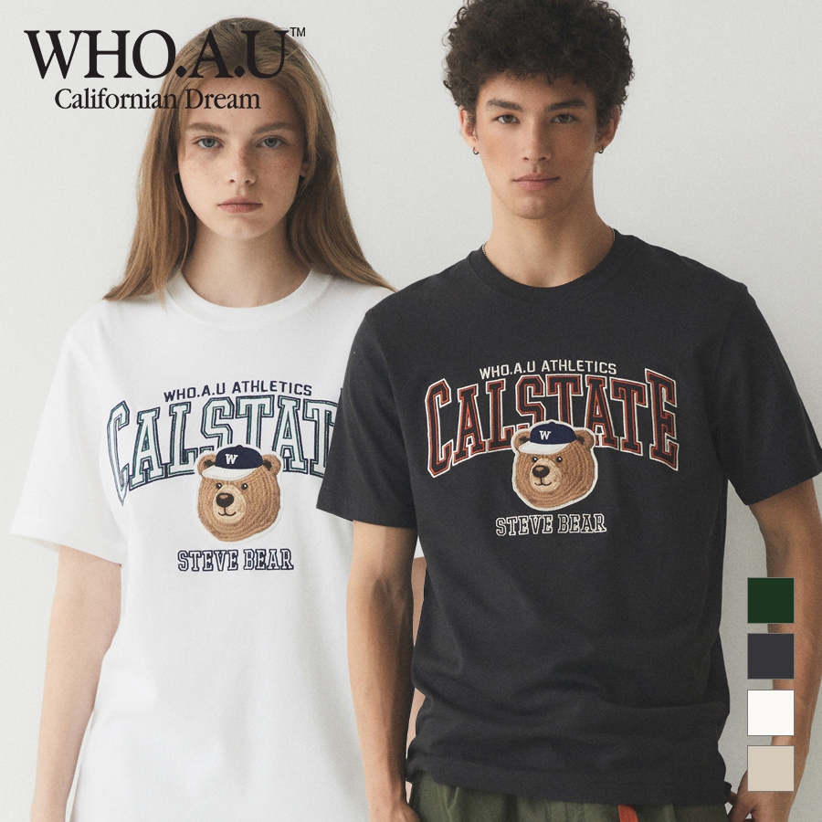 [WHO.AU] เสื้อยืดแพทช์ Steve Campus[B]WHRPE3792U