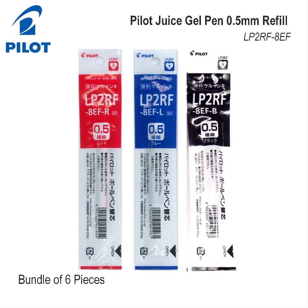 Pilot Juice 05 0.5mm Gel Pen Refill LP2RF-8EF Extra Fine (มัด 6 ชิ้น)