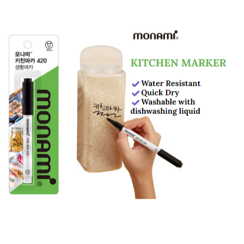 [MONAMI] Made in Korea Kitchen marker 420 ปากกามาร์กเกอร์แห้งเร็วกันน้ํา By น้ํายาล้างจาน ป้ายอาหาร