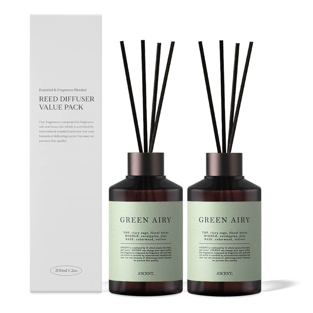 [ กลิ่น ] GREEN AIRY DIFFUSER 200ml 2 แพ็ค 10 แท่ง