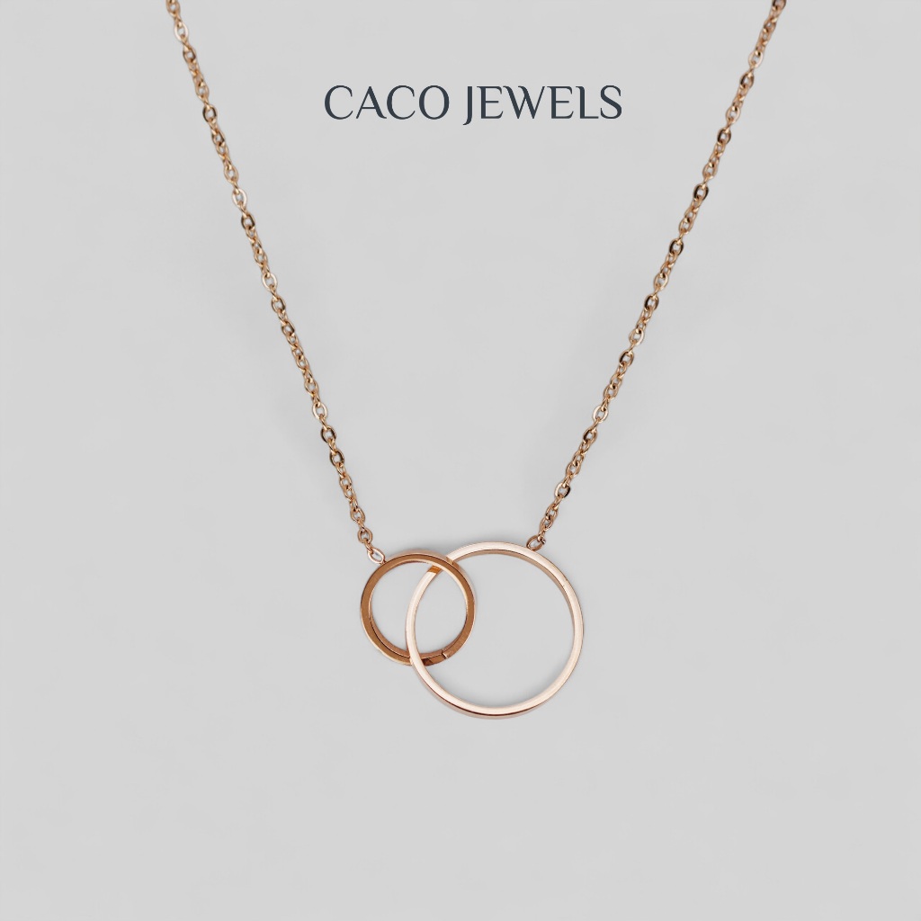 Caco Hoop Pendant Necklace 18K Rose Gold Plated on 316L Titanium Steel Non-Tarnish "Hyperloop" (1 ชิ