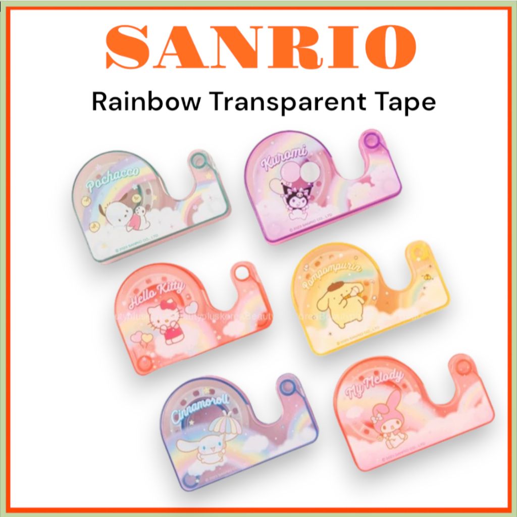 [SANRIO] เทปใสสีรุ้ง 12mm x 10m (Kitty / Mymelody / Kuromi / Cinnamoroll / Pompompurin / Pochacco)