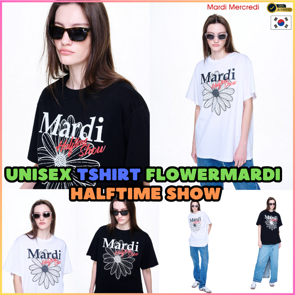 [Mardi Mercredi] UNISEX TSHIRT FLOWERMARDI HALFTIME SHOW / WHITE BLACK