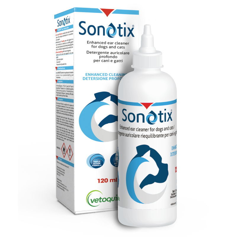 [Vetoquinol] Sonotix for Dogs & Cats 120ml / น้ำยาทำความสะอาดหูประสิทธิภาพสูง