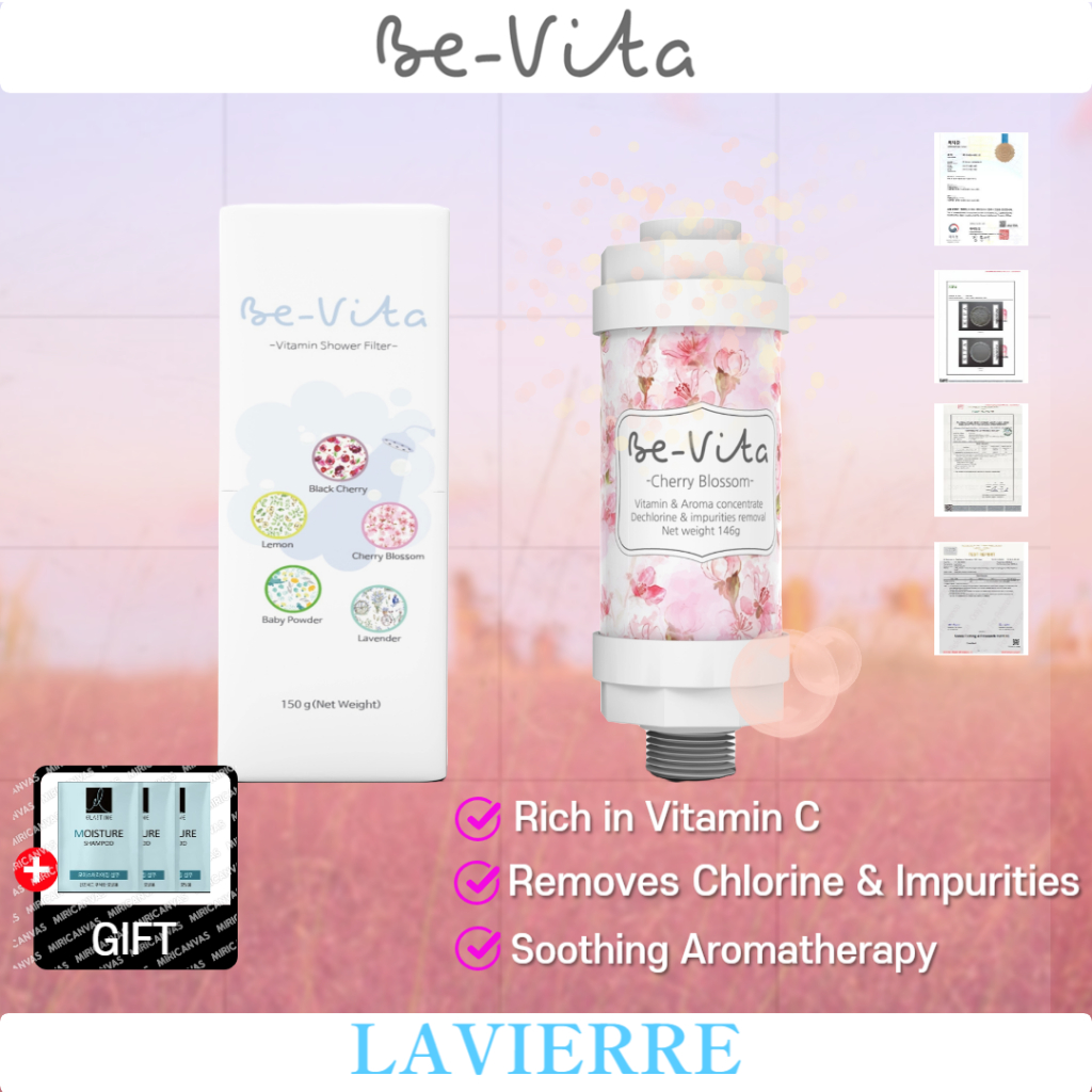 BEVITA Be-Vita Shower Filter 50mmX50mmX148mm 180g คลอรีนกําจัดความปลอดภัยกลิ่น Cherry blossom