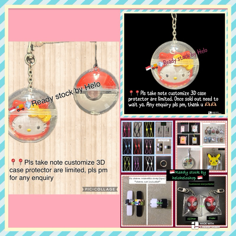 ( Mix&Match) Ezlink charm rfid smart keytag กระเป๋าป้องกัน pokeball 3D เคสสายรัดแขน