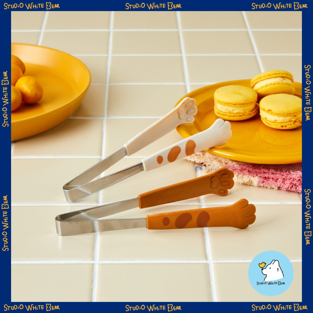 [MODERN HOUSE] Fat Cat Jelly Paw Kitchen Tongs - Ivory / Brown