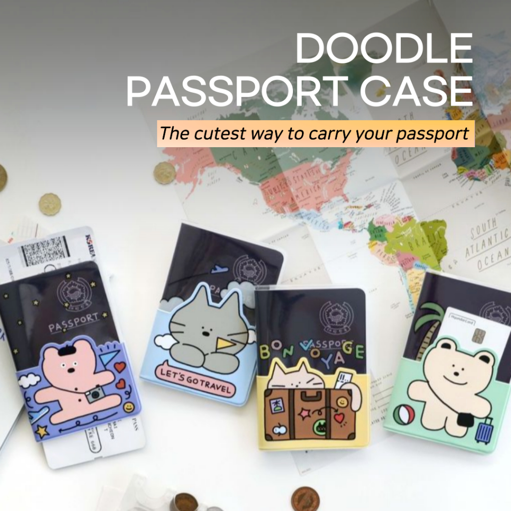 ICONIC Doodle Passport Case ปลอกแขนเดินทาง ปก ที่ใส่ของ กระเป๋าสตางค์ K-stationery