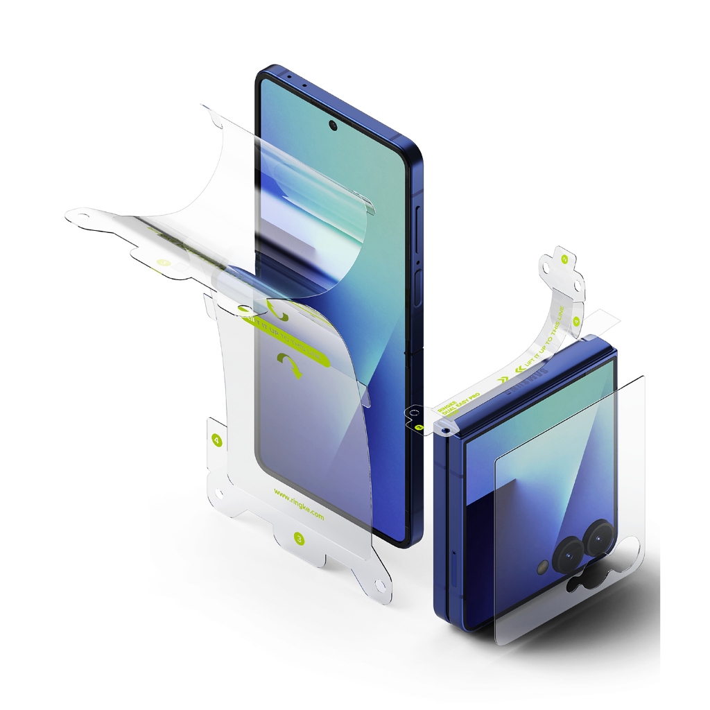Ringke 3-in-1 Protector Pro สำหรับ Galaxy Z Flip 7 HD ฟิล์มป้องกันหน้าจอใสและบานพับ