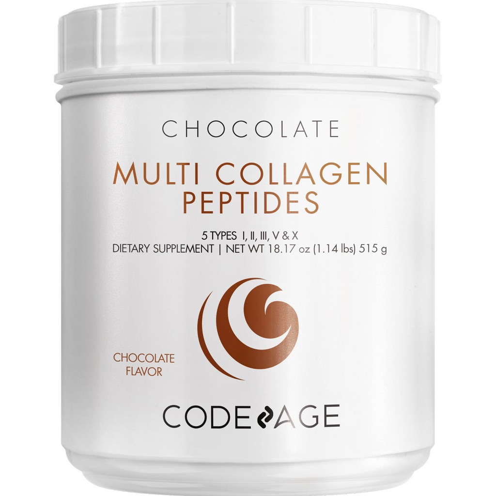 [ผลิตในสหรัฐอเมริกา] Codeage Multi Collagen Peptides รสช็อกโกแลต 515g สําหรับผิว ผม การสนับสนุนเล็บ