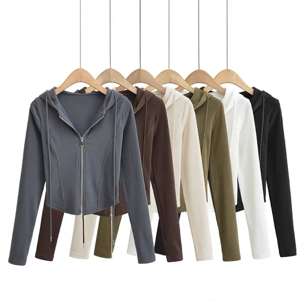 [SG INSTOCKS] y2k Utilitarian Athleisure Zip Down Hoodie เสื้อแขนยาว