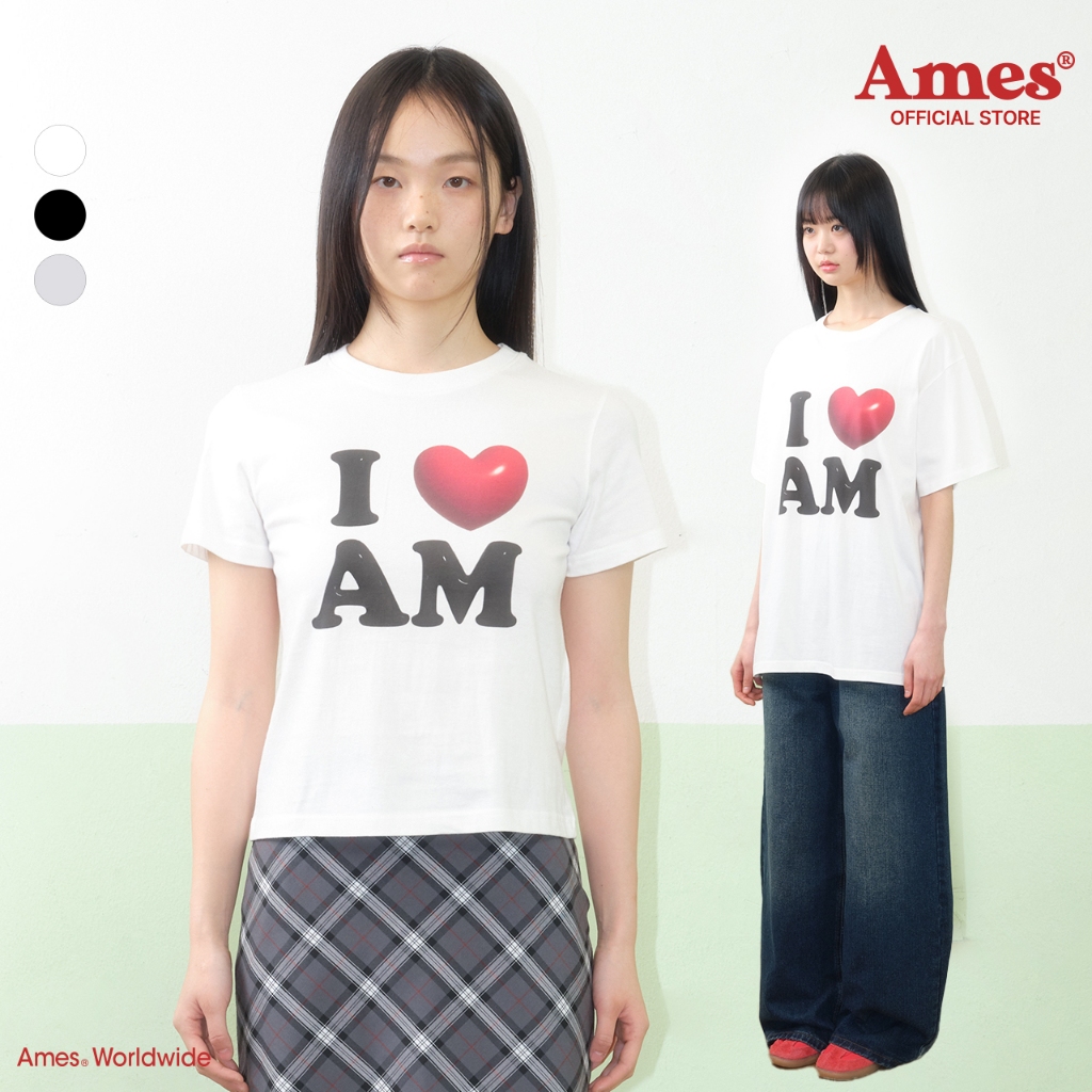 [AMES] I LOVE AMES TEE_สไตล์เกาหลี