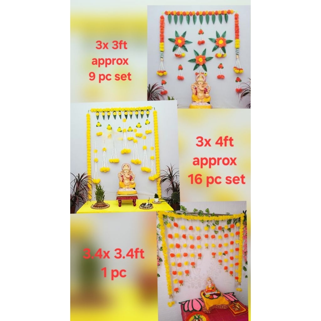 ฉากหลังดอกไม้ดาวเรืองเทียมสําหรับ Ganpati,Navratori,Diwali,Pooja Room ท้องถิ่น
