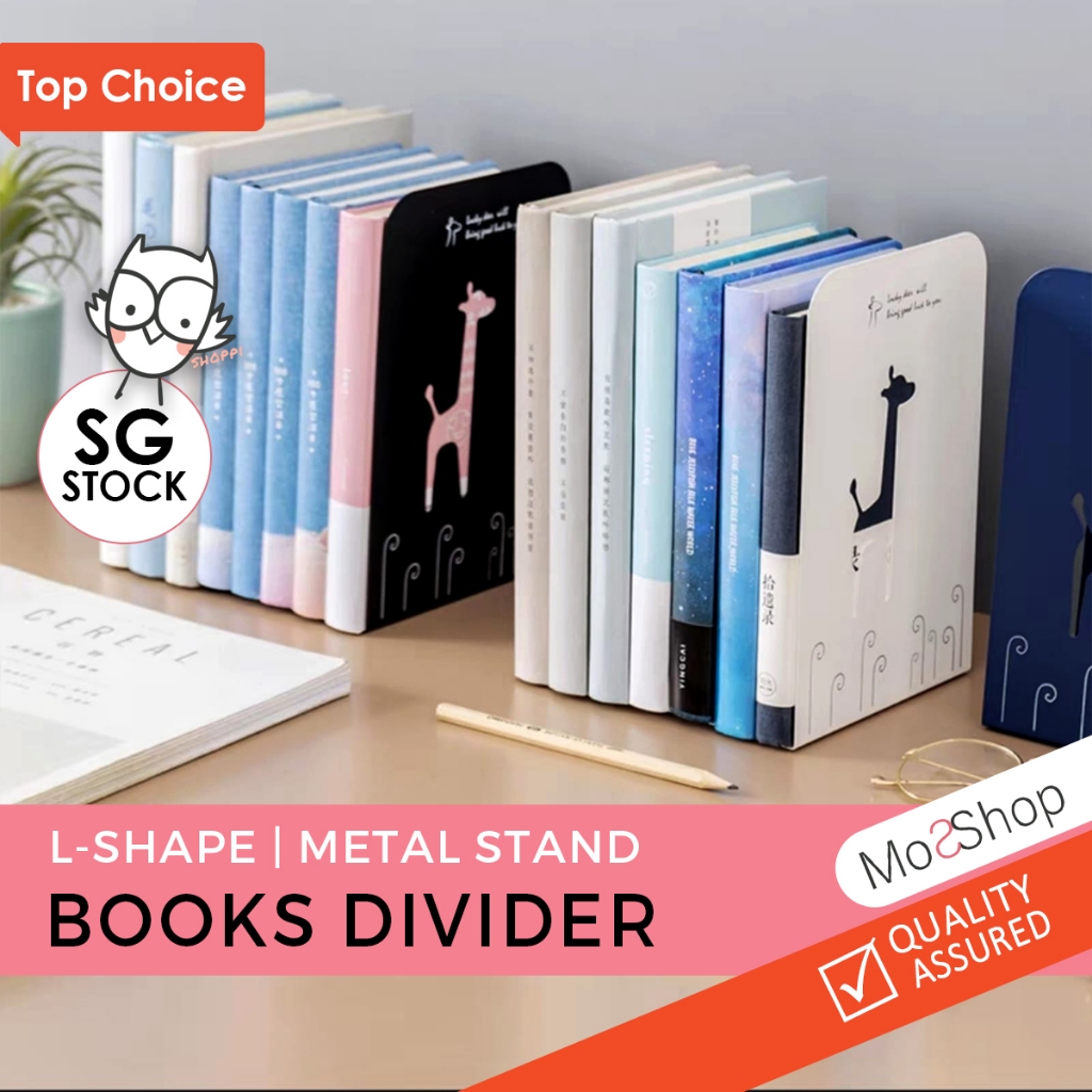 (L CAL SUPPLY) 2 PCs L-Shape Metal Book Divider Stand ช่วยให้หนังสือของคุณจัด