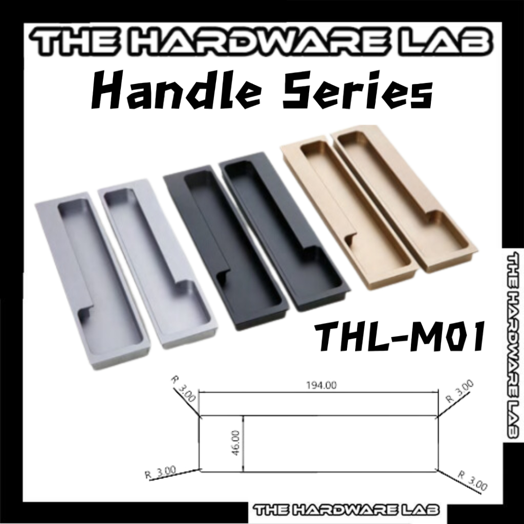 {The Hardware Lab}THL M01 ที่จับปกปิด สีดํา/เทา/ทอง 200 x 50 x 15mm