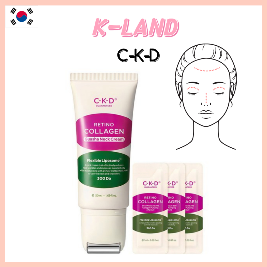 🇰🇷 [ CKD ] RETINO COLLAGEN Guasha Neck Cream 50ml + Collagen Ampoule 1ml 3p