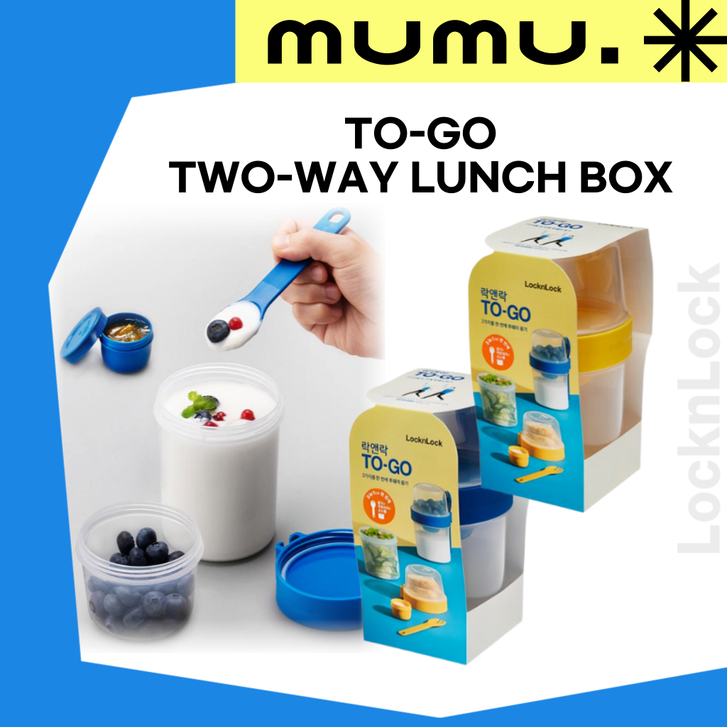[LocknLock] TO-GO Two-Way Lunch Box Set – 560ml + 310ml – เหลือง / น้ําเงิน
