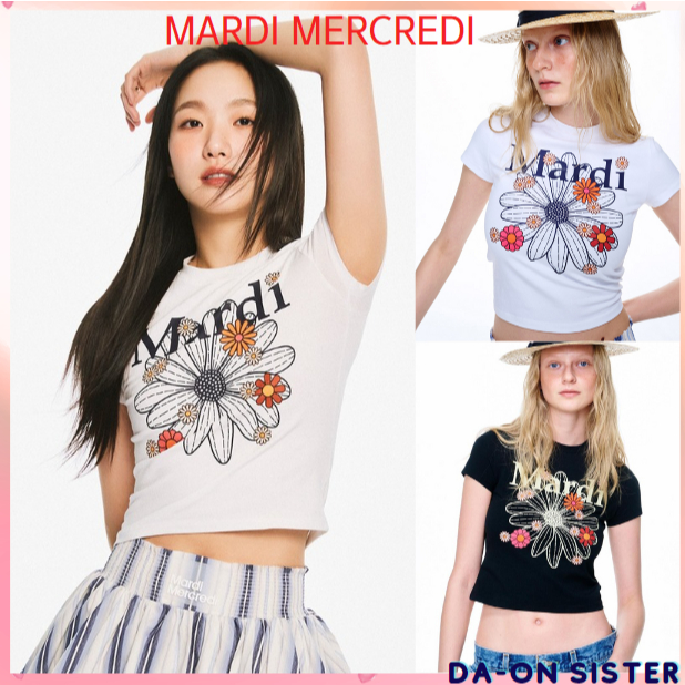[ Mardi MERCREDI ] CROPPED TSHIRT FLOWERMARDI BLOSSOM-2color korea แท้ 100%