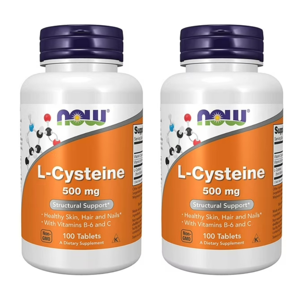 NOW Foods L-Cysteine 500 mg, 100 เม็ดเล็บผิวเพื่อสุขภาพพร้อมวิตามินบี-6, C / จากเกาหลี