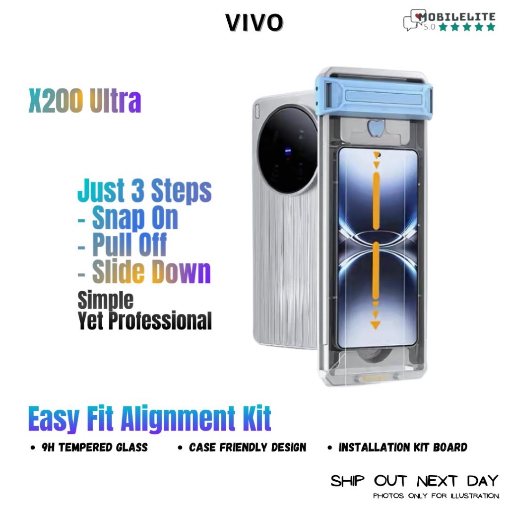 Vivo X200 Ultra Easy Fit Alignment Kit กระจกนิรภัยป้องกันหน้าจอ