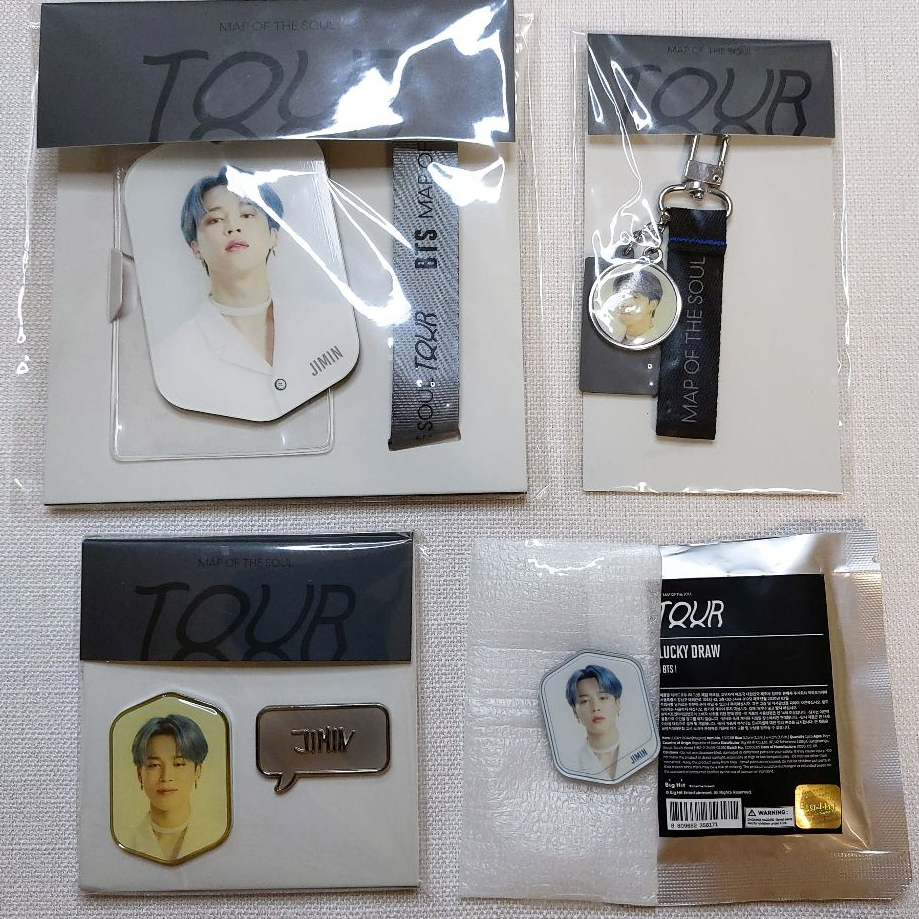 BTS Jimin สินค้าแท้ | MAP OF THE SOUL TOUR ภาพถ่ายเชือกเส้นเล็ก, สินค้าพัดลม, ชุดสินค้าปุ่ม, ขาตั้งอ