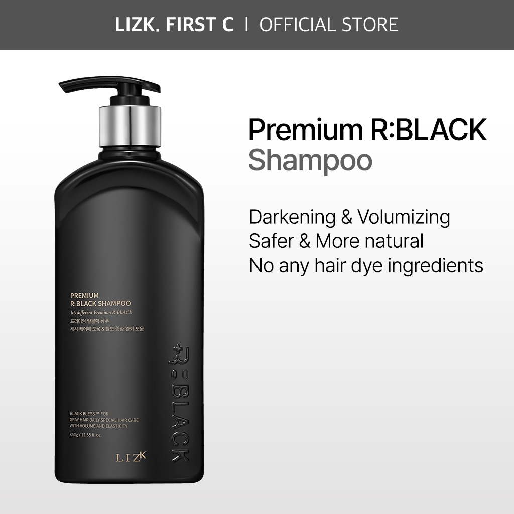 [LIZK] Premium R Black hair Shampoo 350g, Anti-hair Loss Shampoo, Darkening สําหรับผมหงอก