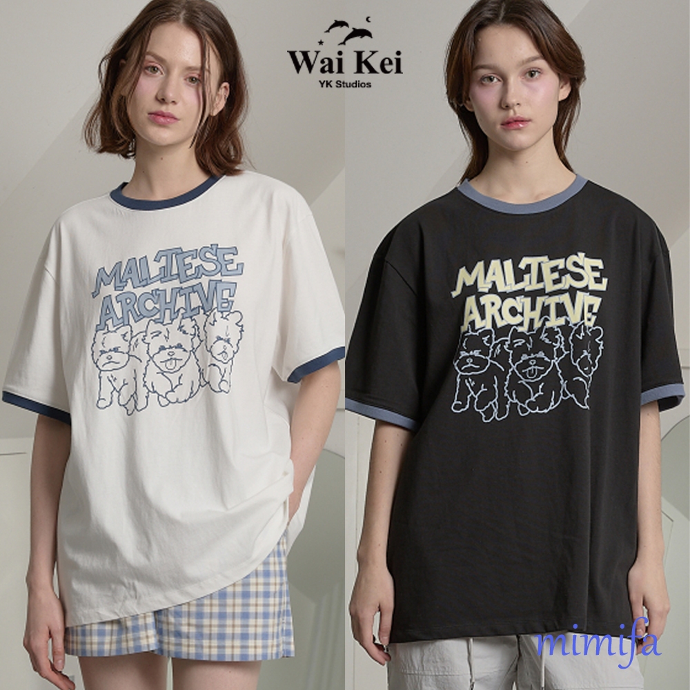 Waikei MATEse archive line graphic ringer เสื้อยืดครึ่งแขน