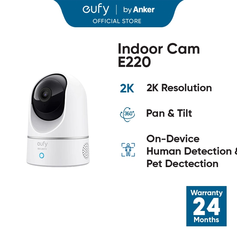 Eufy E220 2K Pan และ Tilt Home Security กล้องสําหรับการเฝ้าระวังในร่มพร้อมมนุษย์และสัตว์เลี้ยง AI - 