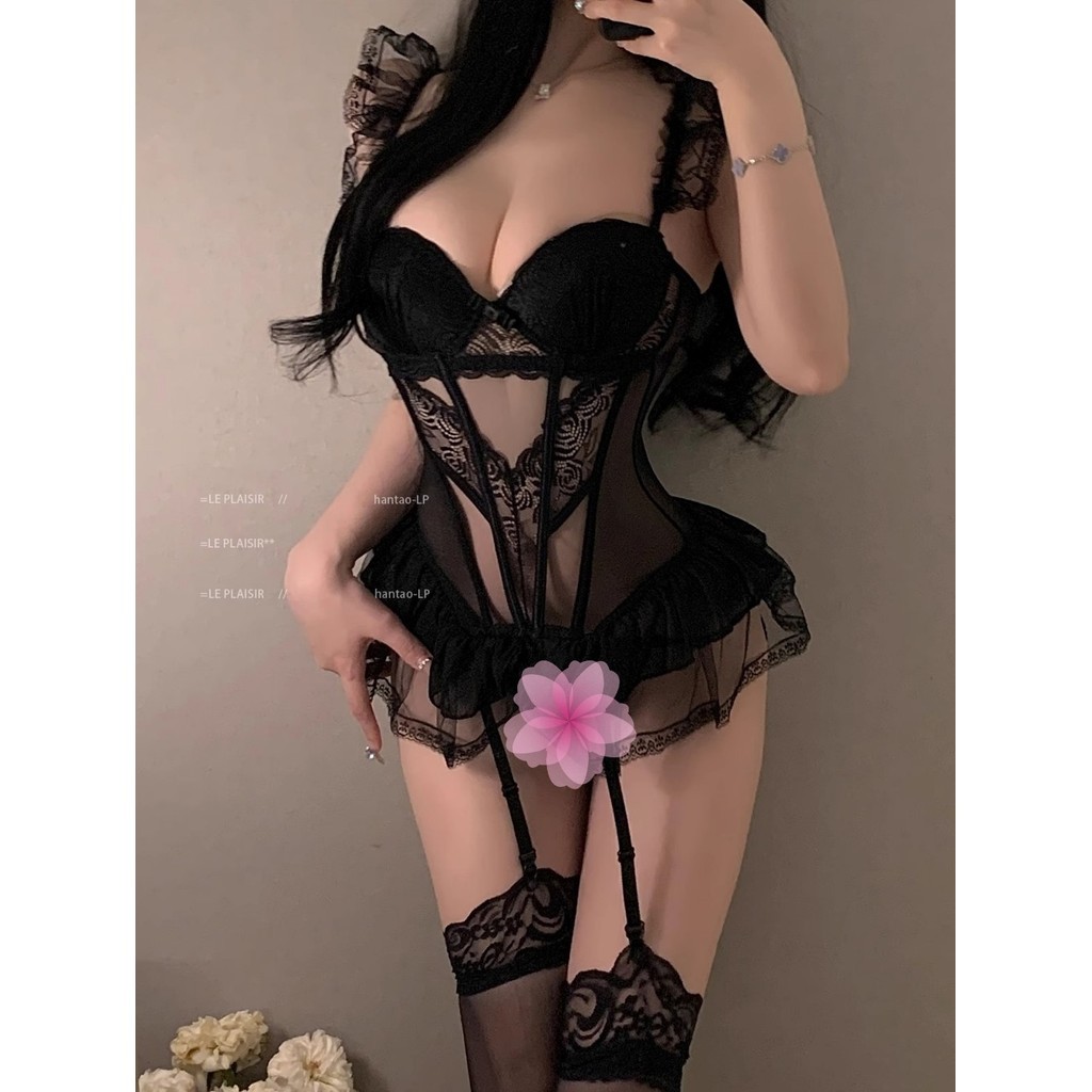 TOP SEXY ชุดนอนsexy ชุดนอนซีทรู ชุดนอนระบาย รัดรูป ลายดอกกุหลาบสวย T-911