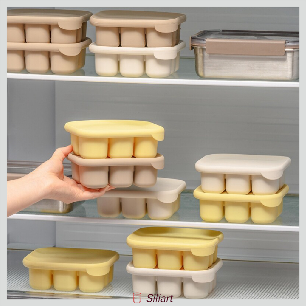 LocknLock LittleLuv Double Airtight Platinum ซิลิโคนอาหารเด็ก Cube คอนเทนเนอร์ 2 ชิ้น