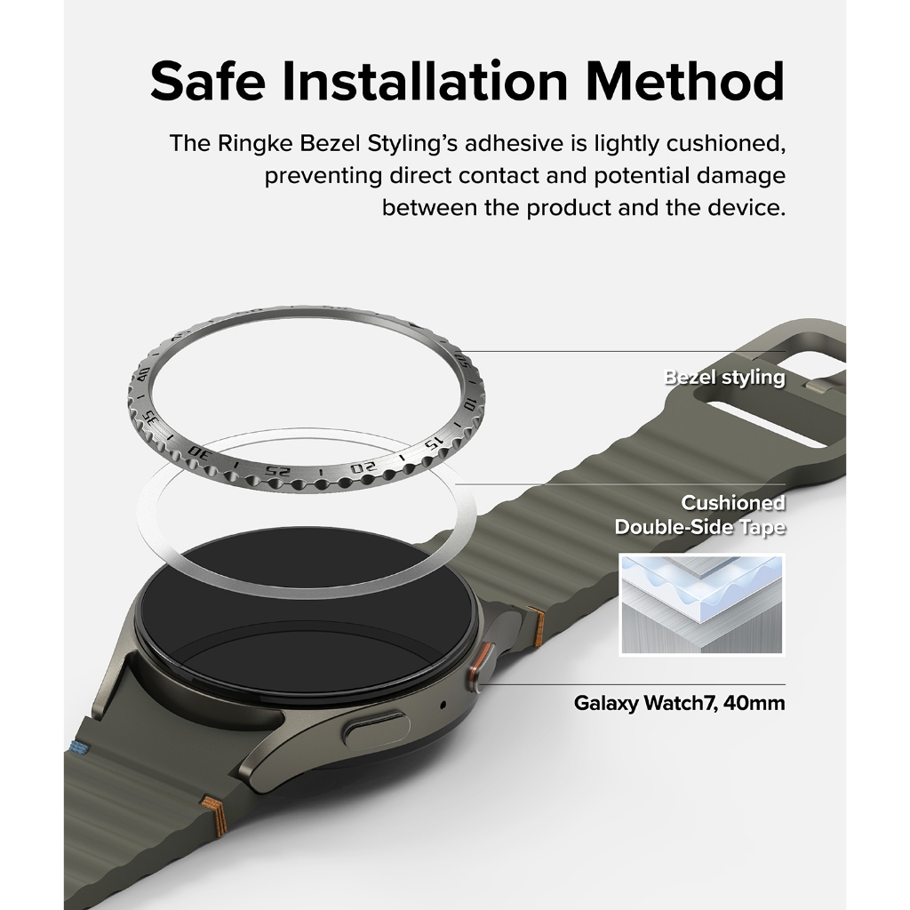 Ringke Bezel Styling & Glass สําหรับ Galaxy Watch 7 40mm น้ําหนักเบากาวกรอบสแตนเลสพร้อมตัวป้องกันหน้าจอ ราคา ถูกที่สุด ดีลบีเคเค แกลเลอรีภาพที่ 4
