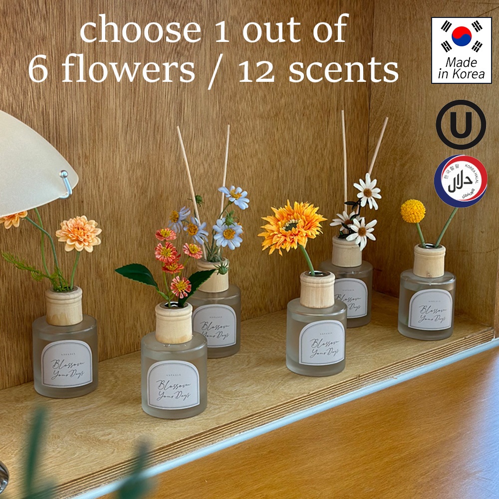 Aspasia "Mellow Wood" Flower Reed Diffuser 100ml set / เลือก 1 ออก 6 ดอก / 12 กลิ่น