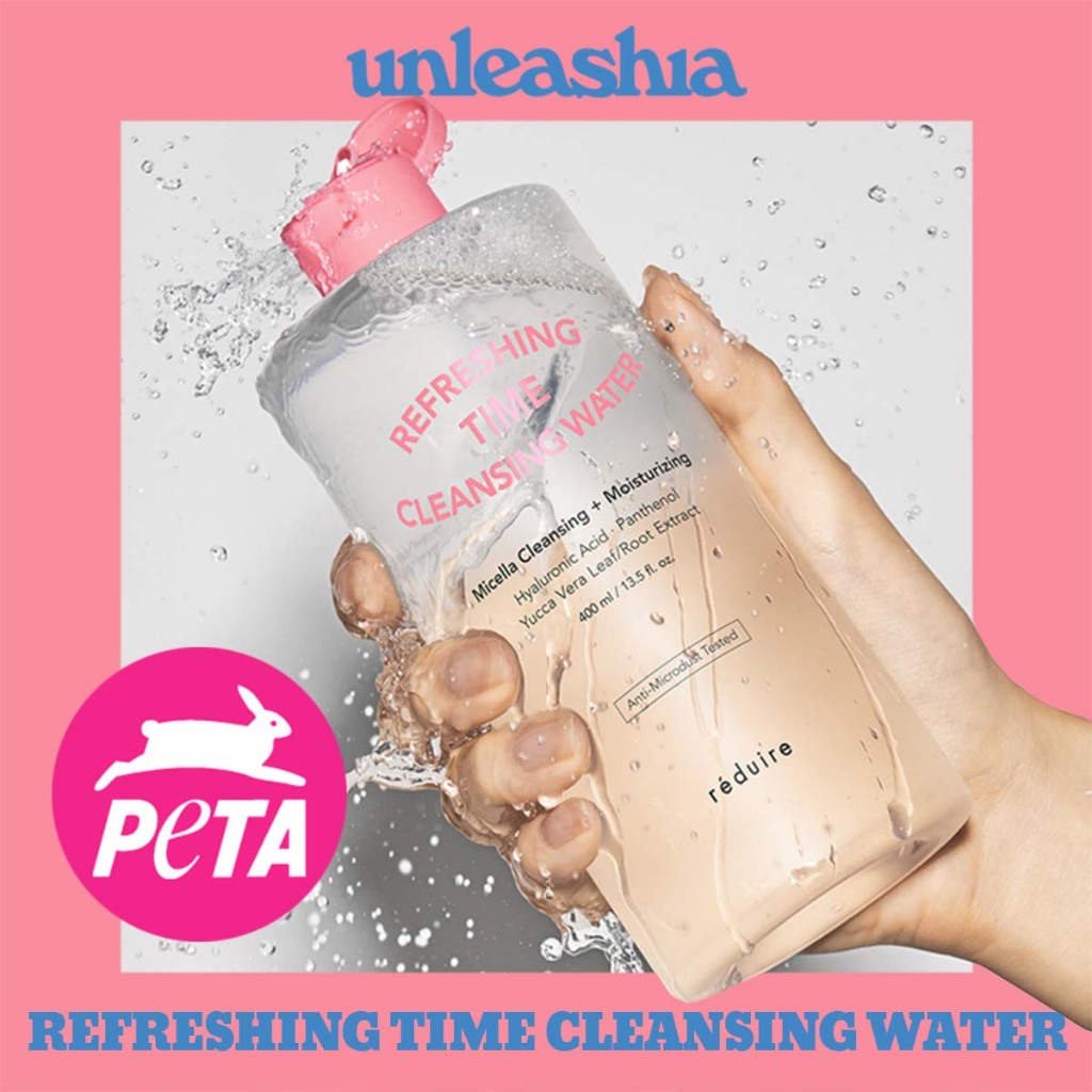 [unleashia] Reduire Refreshing Time Cleansing Water 400ml | กรดไฮยาลูโรนิกน้ํายาล้างเครื่องสําอางแพนธีนอล